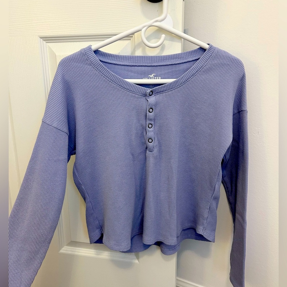 Hollister Women's Purple Long Sleeve Henley